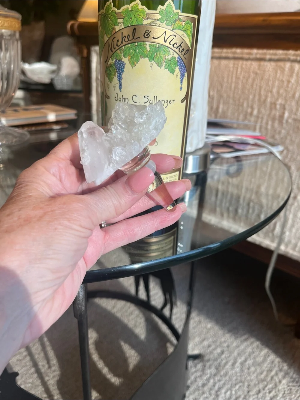 Genuine Clear Quartz Cluster Bottle Stopper.